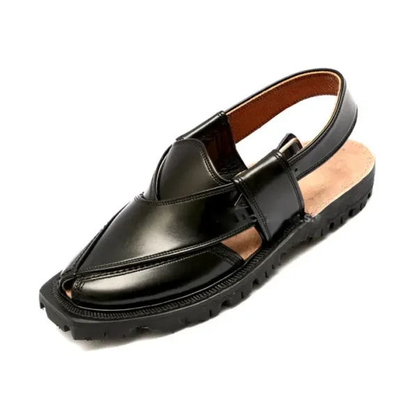 Norozi Chappal Black Handmade Genuine Leather - Image 4