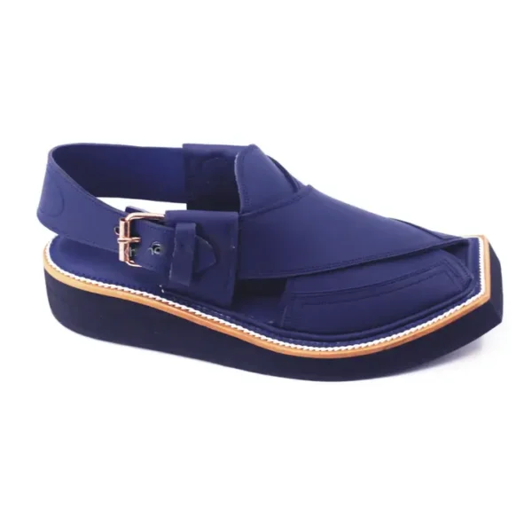 Premium Blue Matte Leather Kaptaan Chappal - Image 4