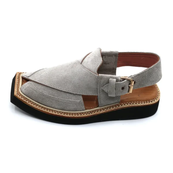 Special Gray Suede Leather Kaptaan Chappal - Image 5