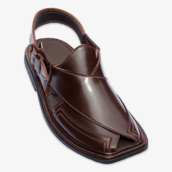 Handmade Signature Brown Peshawari Chappal - Image 6