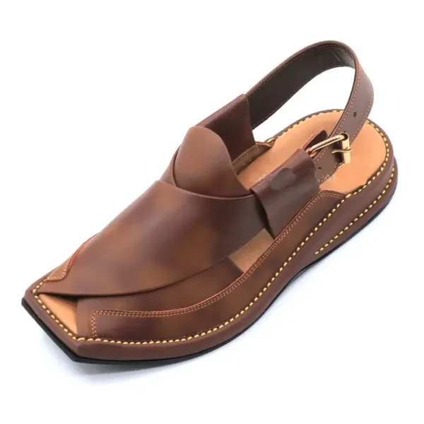 HAND Stitched Genuine Leather Ultra Soft Peshawari Chappal - Image 2