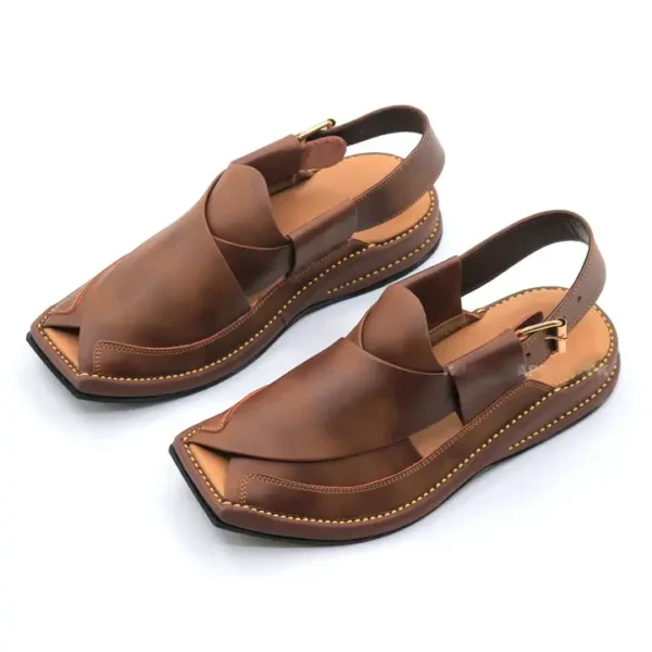 HAND Stitched Genuine Leather Ultra Soft Peshawari Chappal - Image 3