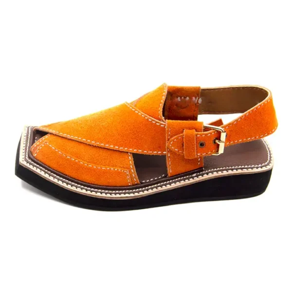 Premium Quality Special Orange Suede Leather Kaptaan Chappal - Image 4