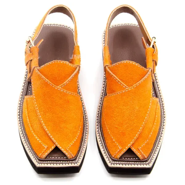 Premium Quality Special Orange Suede Leather Kaptaan Chappal