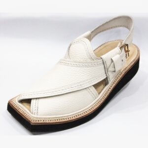 White Genuine Leather Kaptaan Chappal