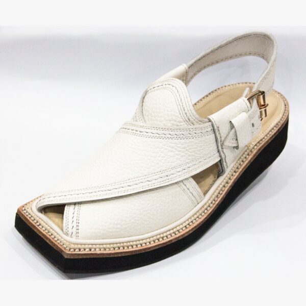 White Genuine Leather Kaptaan Chappal
