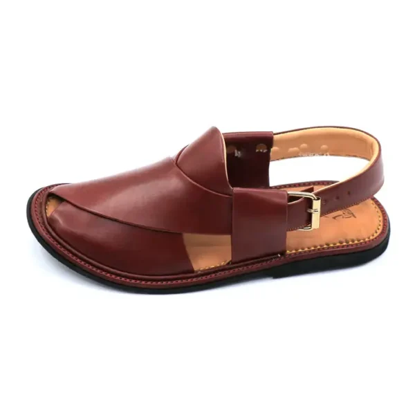 Ultra Soft Medicated Burgundy Round Shape Peshawari Chappal - Image 2