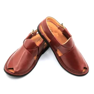 Ultra Soft Medicated Burgundy Round Shape Peshawari Chappal